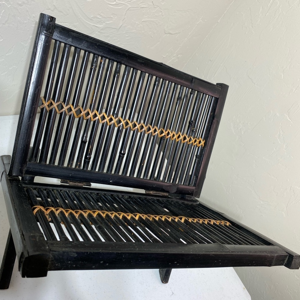 Vintage Bamboo Folding Magazine Rack Record Albums - Picture 7 of 9